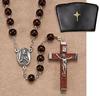 Brown Wood Rosary with Case